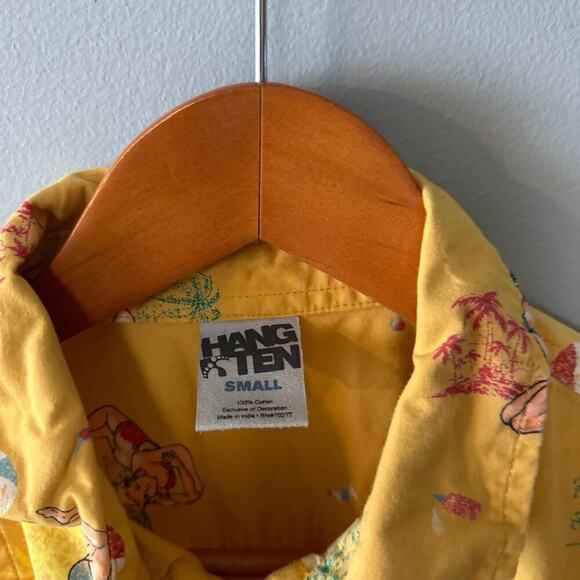 Mens Size S Hang Ten Pin Up Girl Hawaiian Shirt - Picture 2 of 6